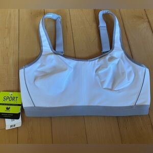 Wacoal White Sports Bra with Gray Trim